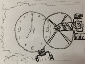 Camera pulls overhead so watch is completely flat on below. Cranes put glass case over top and camera zooms into the watch until fades out into darkness